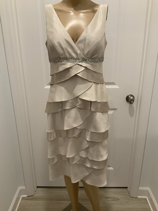 Alex Evenings Dress Size 6 Champagne Cream Crystals Evening Cocktail Wedding - Picture 1 of 5